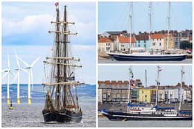 The Roald Amundsen (left), Eendracht and VE Captain Miranda arrive into Hartlepool for the Tall Ships Races event.