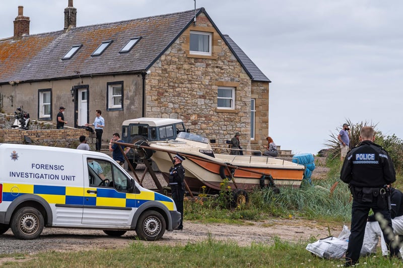 Filming of Vera, Series 11, in Boulmer village on Monday, July 26, 2021.