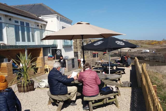 The beer garden at The Jolly Fisherman.