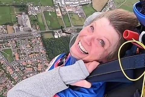 Lizz Ashton on her skydive.