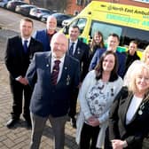 North East Ambulance Service medal recipients with chief executive Helen Ray and chief operating officer Stephen Segasby.