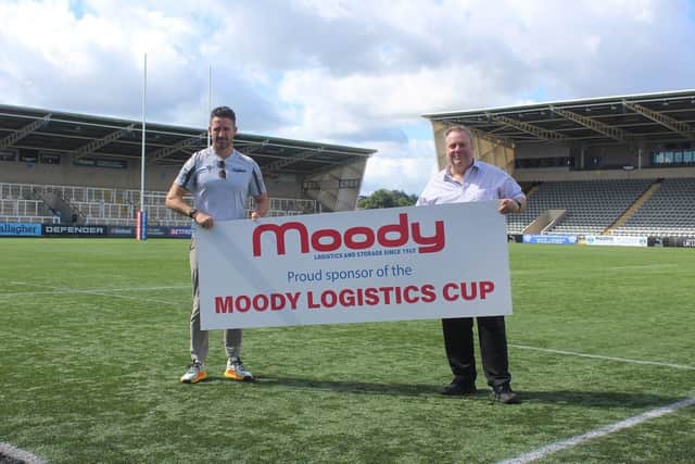 Newcastle Thunder's head coach, Chris Thorman (left) with Richard Moody. (Photo by Moody Logistics)