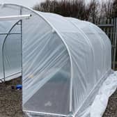 A Berwick-upon-Tweed Town Council polytunnel in situ.