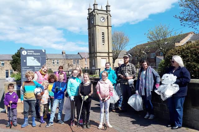 Litter picking in Amble last year.