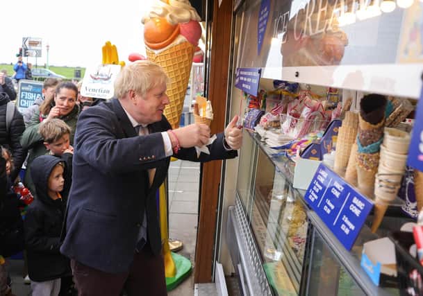 Prime Minister Boris Johnson canvassing in Whitley Bay. Picture by Andrew Parsons CCHQ / Parsons Media