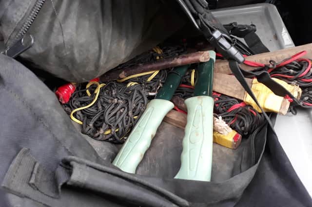 Tools seized as part of a joint day of action between Northumbria Police and the RSPCA.