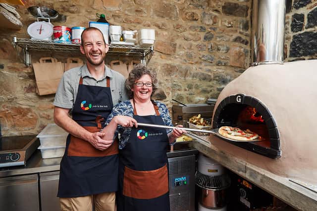 Phil and Karen Wilkinson of The Star Inn, Harbottle, with their new pizzeria.