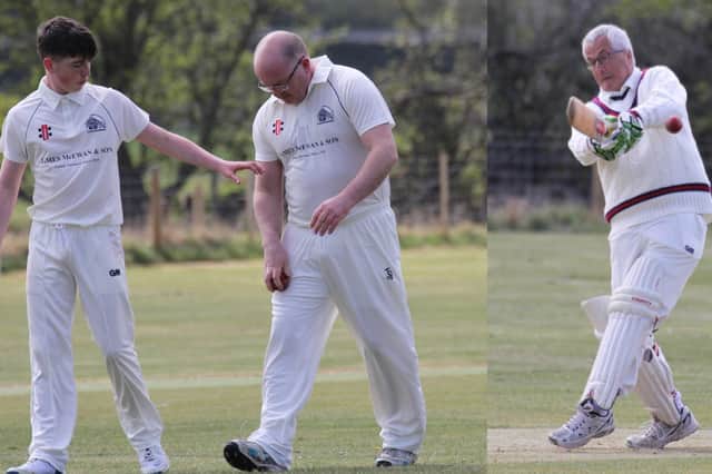 Ivor and Oliver Patterson who took seven wickets between them for Wooler against Bomarsund 2nds, with Peter Smith batting.