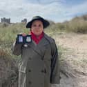 Susan Calman dressed as DCI Vera Standhope at Bamburgh beach. Picture: Susan Calman