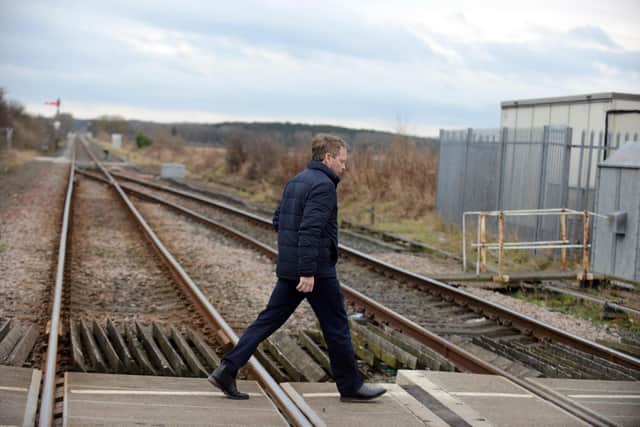 Transport Secretary Grant Shapps visits Blyth at the Newsham South rail crossing.