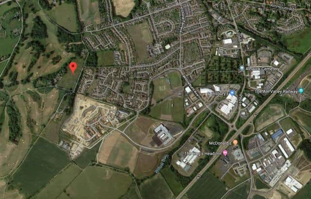 The site where the Northumberland Estates was succesful at appeal, which is outside the proposed settlement boundary. Picture from Google Maps