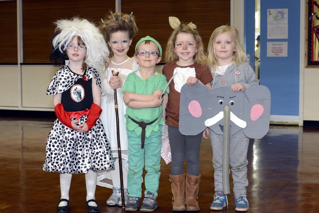 World Book Day at the Links First School in Amble. Alexya Wright, Lola Kelly-Forgie, Theo-Jay Barclay, Isla Lewis and Libby Mitchell as their favourite characters.