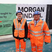 Rail Minister Huw Merriman with council leader Glen Sanderson at the Newsham Station site. (Photo by Northumberland County Council)