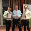 SCJ Renewables founders Christopher Lyall, Sean McIntyre, and Jordan Wilson at the 2024 North East Energy Efficiency Awards. (Photo by SCJ Renewables)