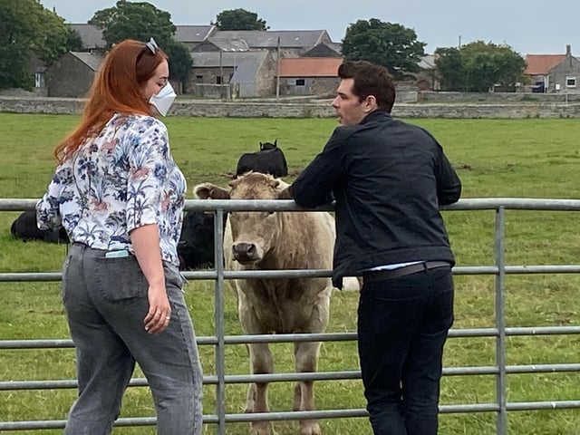 Kenny Doughty, who plays DS Aiden Healy, on set in Boulmer village, one of the scenes for series 11 of the popular ITV crime drama Vera.