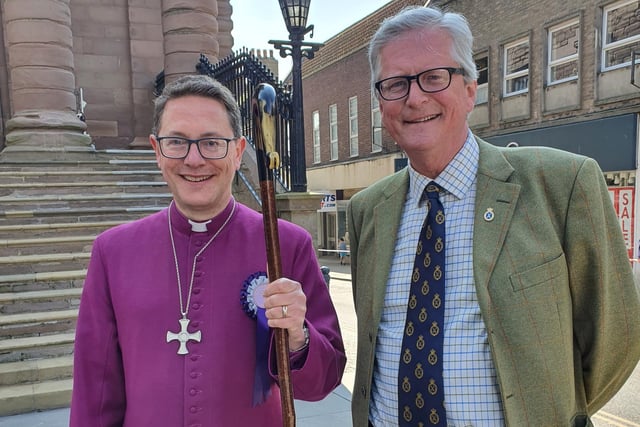 High Sheriff of Northumberland James Royds, attending in a personal capacity, with the Bishop of Berwick, Rt Rev Mark Wroe.