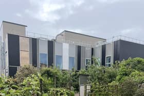 The view from the Youngs' back garden now the new hospital has been erected.