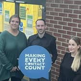 Craig Robson with DWP visiting officers Nichola Burt (left) and Lauren Lemin (right).