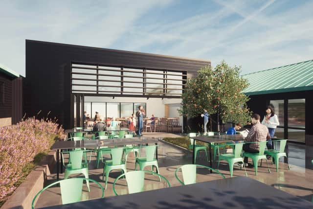 The proposed outdoor cafe area. Image: Miller Partnership Architects
