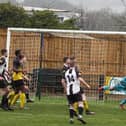 Goalmouth action from Alnwick Town v Whitley Bay Reserves. Picture: Alnwick Town