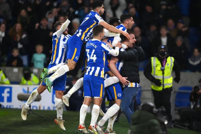 Graham Potter’s Brighton have played seven, won two, drawn three and lost two, with a goal difference of -2. Current league position: 9th.