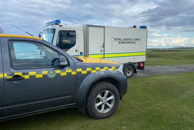 The bomb disposal team joined coastguard teams at Birling Craggs. Picture: Howick Coastguard Rescue Service