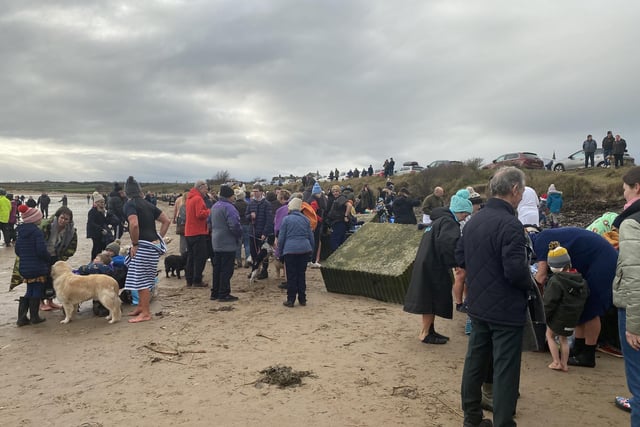 Hundreds of people filled the stretch of beach to take part in the dip.