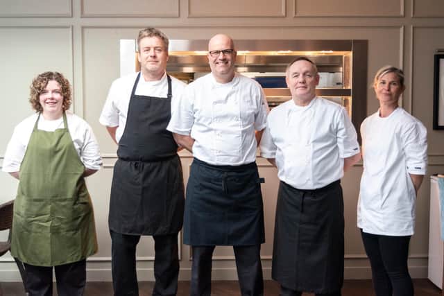 Staff at The Ocean Club bistro, left to right, Bethany Thompson, Martin Underwood, David Barella, Steve Hodge (Head Chef) and Debbie Gallagher.