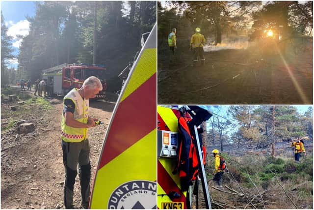 Photos shared by the Northumberland National Park Mountain Rescue Team following the blaze at Kyloe Woods.
