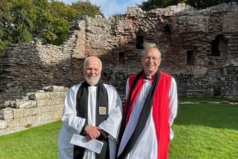 The Bishop of Durham, right, with Rev Rob Kelsey. Picture by Victoria Craig.