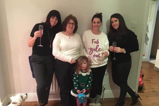 Jill Dodds with her mum Susan, sisters Katie and Nicola and Katie’s youngest daughter Isla at Christmas 2019.