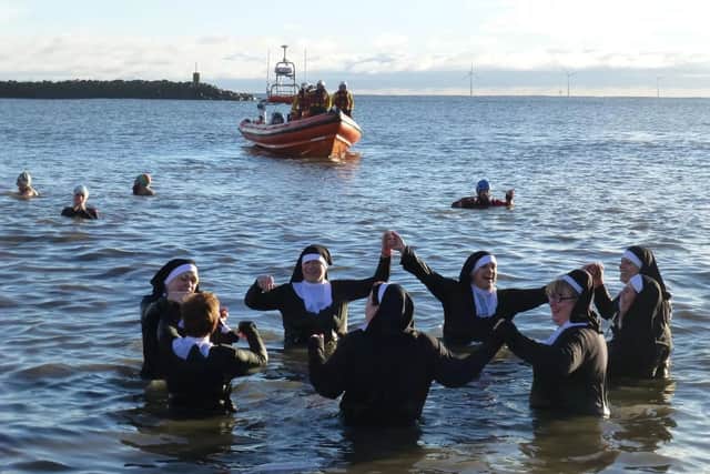 #teamsusie at a previous Boxing Day dip dressed as nuns.