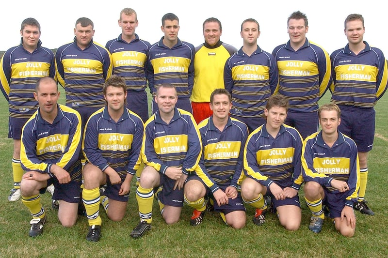 The Craster football team ahead of their match against Berwick Harrow in October 2004.