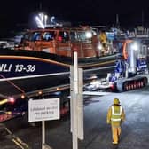 Image of the Lifeboat launching. Credit RNLI Seahouses/Susan Calvert