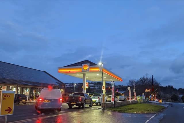 The Shell filling station in Thropton.