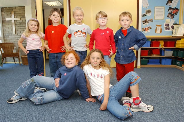 Jeans for Genes Day at Warkworth First School in October 2003.