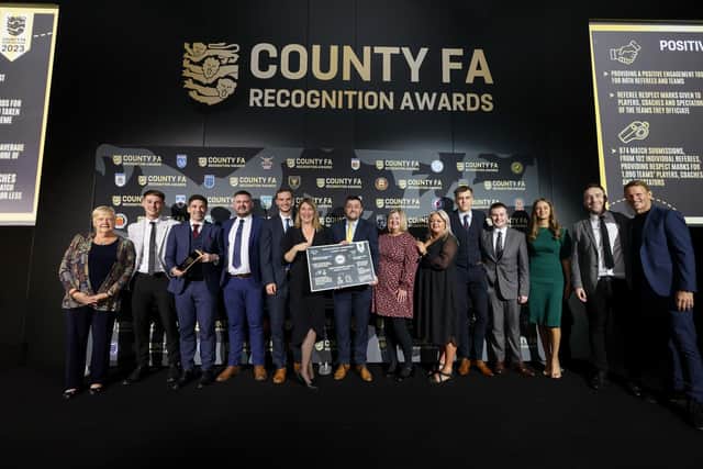 Northumberland FA staff collect the award at Wembley Stadium. (Photo by Paul Harding/The FA via Getty Images)