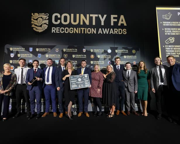 Northumberland FA staff collect the award at Wembley Stadium. (Photo by Paul Harding/The FA via Getty Images)