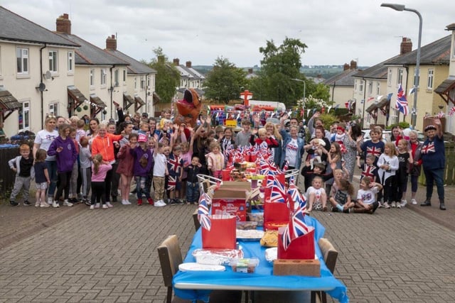 Party time at Sycamore Avenue on Sunday as local residents joined forces to lay on a jubilee treat for the children.