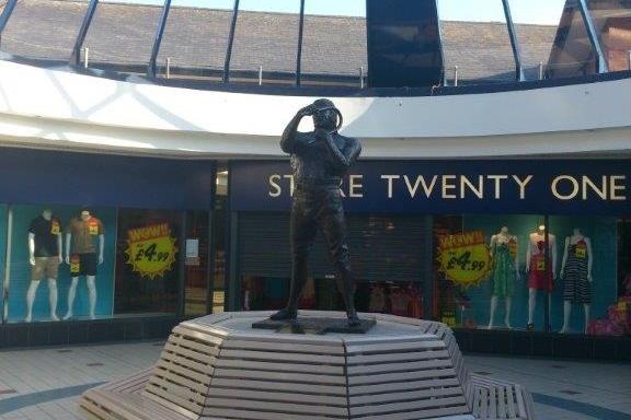 The statue of Blyth strongman Willie Carr stood in the shopping centre.