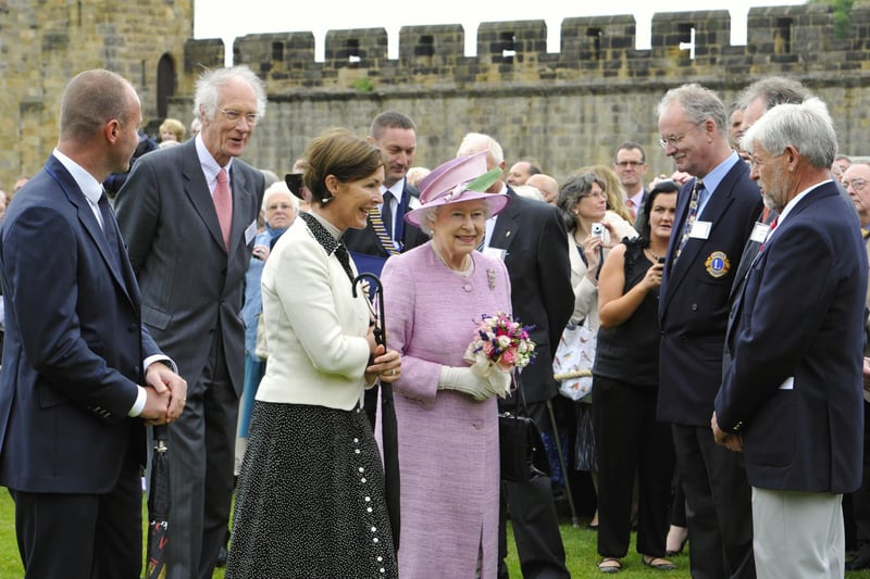 The Queen met many community groups on her visit to Alnwick including members of Morpeth Lions Club.