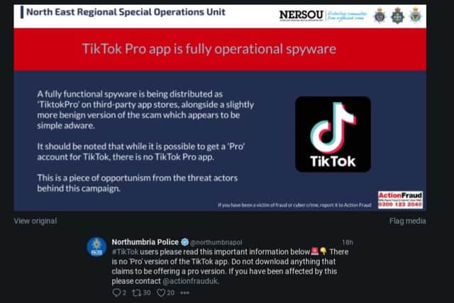 Police are warning TikTok users about the scam.