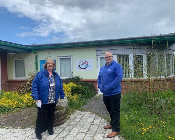 Leading Link’s Lyn Horton, CEO, and Chris Johnson at Hirst Welfare Centre.