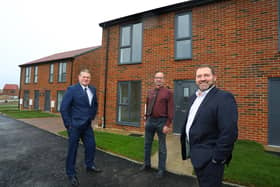 Bernicia chief executive John Johnston, Cllr John Riddle, cabinet member for community services at Northumberland County Council and Ken Dunbar, managing director at Advance Northumberland at the new affordable homes Wayside Point, Ellington.