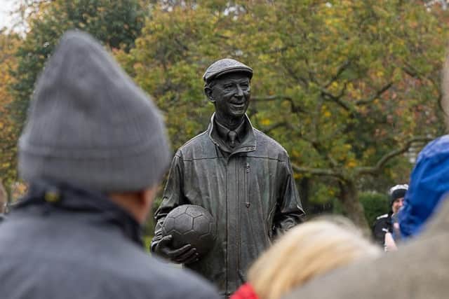 Hundreds turned up to see the Jack Charlton statue unveiled in Ashington. Picture: Keith Saint