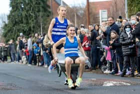 A picture from the Ponteland Wheelbarrow Race event on New Year's Day 2022.