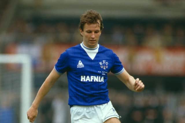 Trevor Steven, when he played for Everton, on the ball during the 1984 FA Cup final against Watford in 1984.