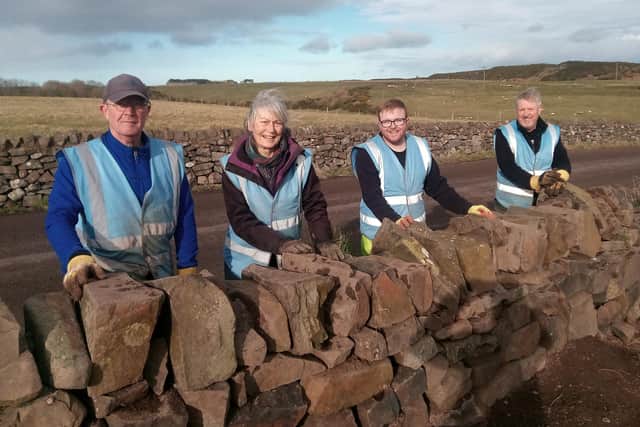 Craster dry stone wallers Andy Pigg, Gill Saunders, Robert Drummond and Ian Bell.