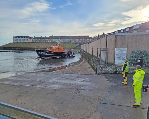 Seahouses All Weather Lifeboat launching on service. Picture: RNLI Seahouses