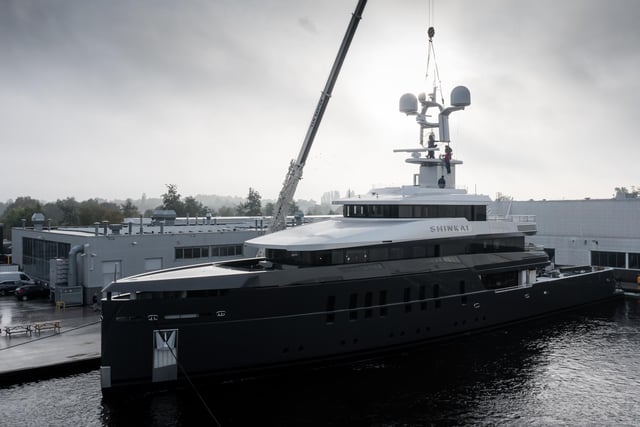 For the first time on a yacht of this size, a gyroscope system has been fitted within the hull, with the tank deck arranged in such a way to enable traditional stabilisers to also be installed later if required.